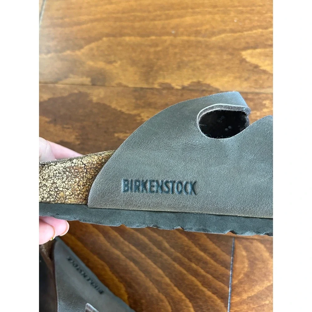 Birkenstock Florida Mocha Brown Three Strap Buckle Slide Sandals FAIR 8.5???